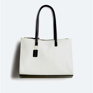 T Tahari Leather Melrose Colorblock Shopper Tote Handbag